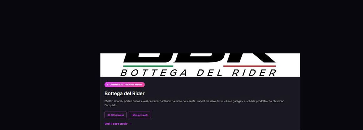 Sezione progetti con la scheda di Bottega del Rider