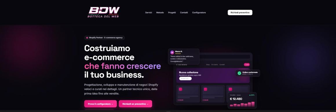 Homepage di Bottega del Web